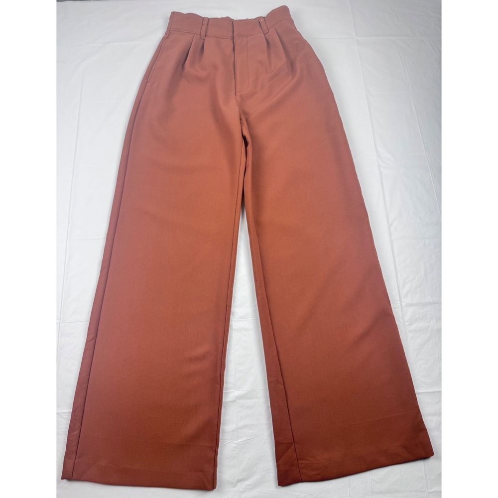 Abercrombie & Fitch Sloane Tailored Wide Leg Pants Rust Brown XS High Rise